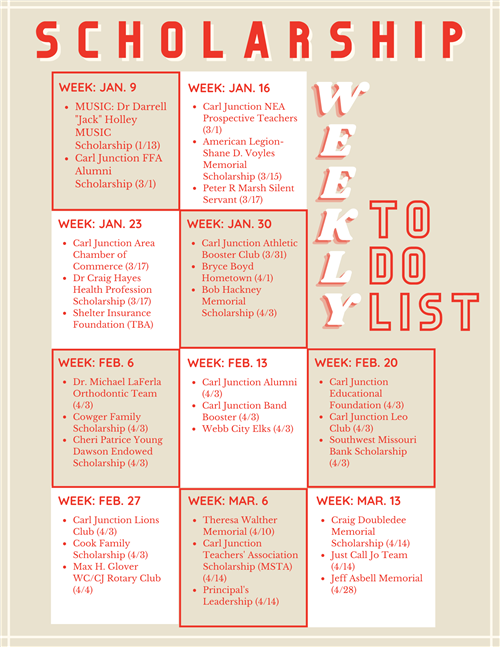 scholarship to do list